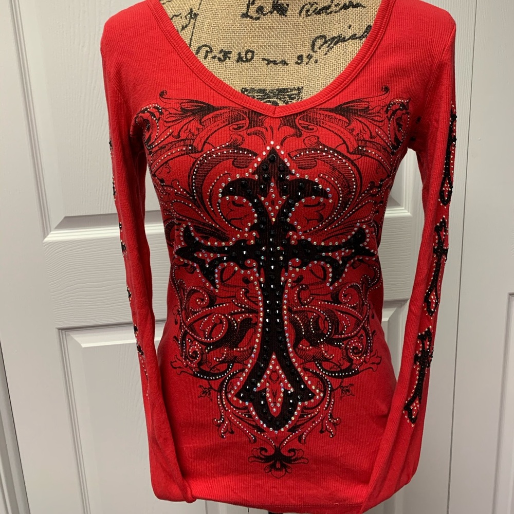 Bling Rider Rhinestone Long Sleeve Shirt